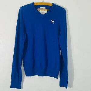 Abercrombie & Fitch Cashmere Wool Blend Blue Moose Muscle V Neck Sweater Size M
